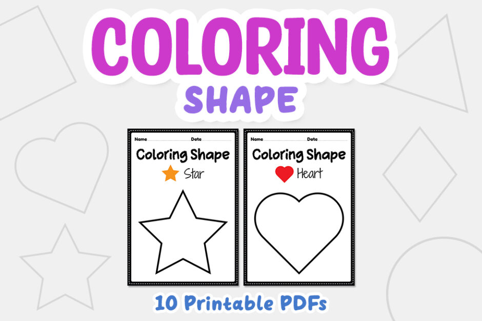 Coloring shape printable sheet for preschool, kindergarten and M