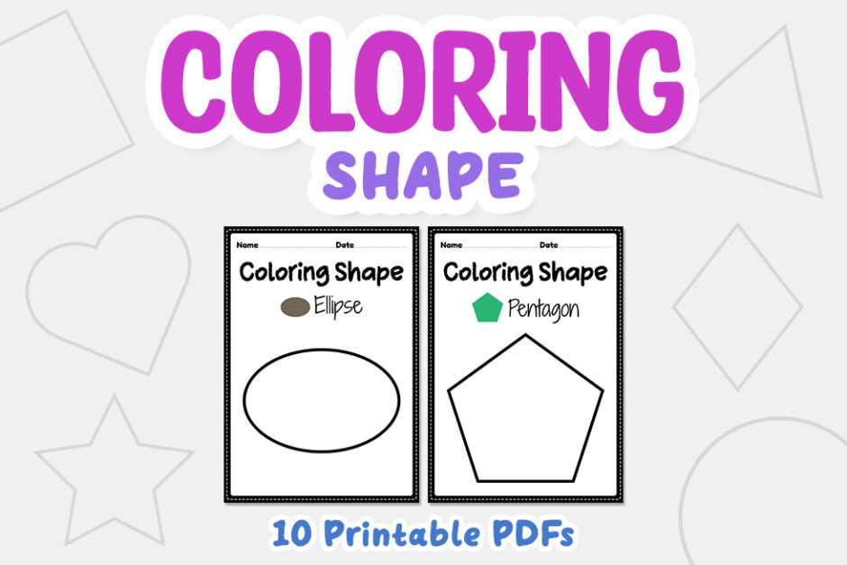 Coloring shape printable sheet for preschool, kindergarten and M