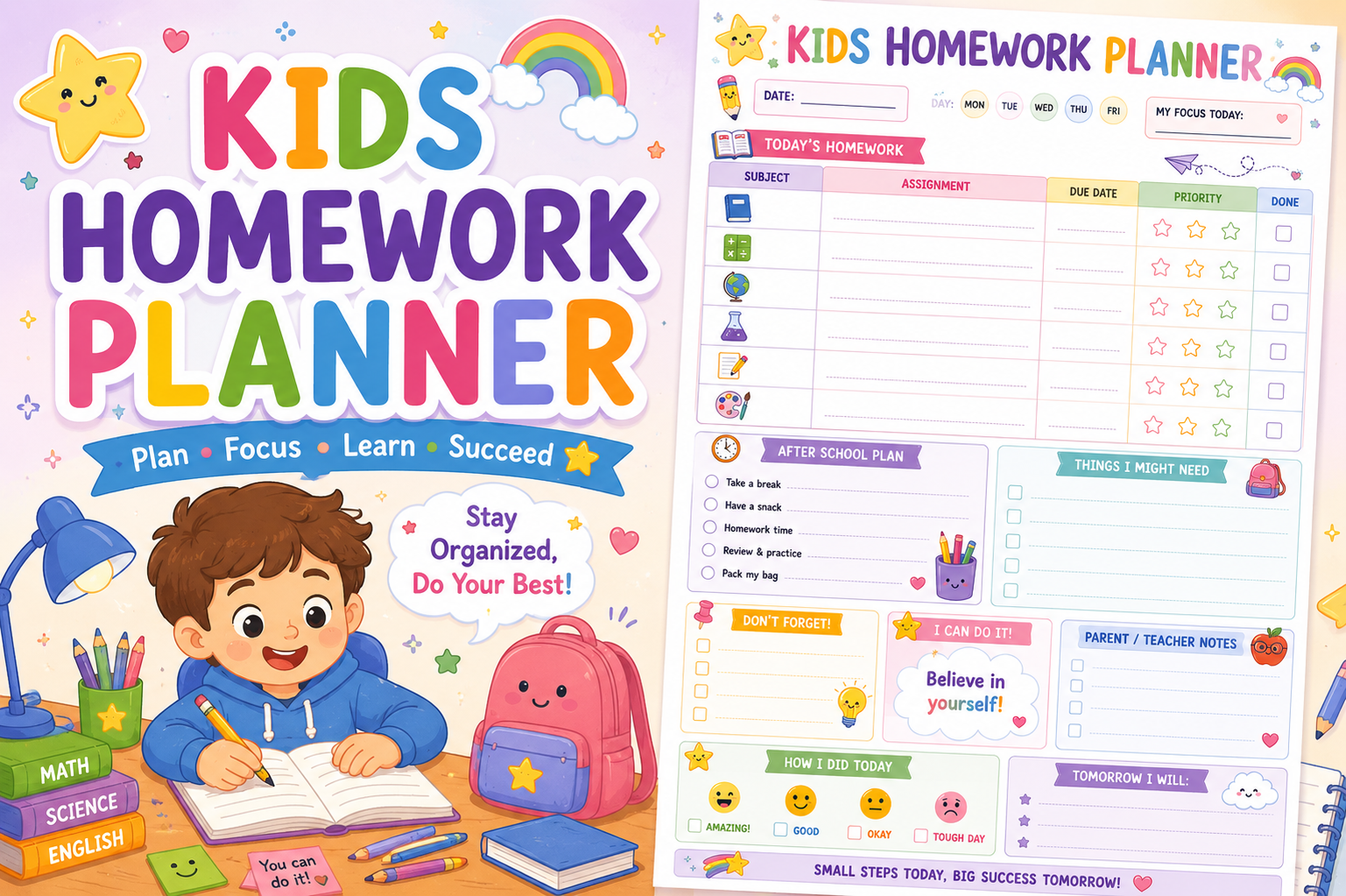 Homework Planner Worksheet