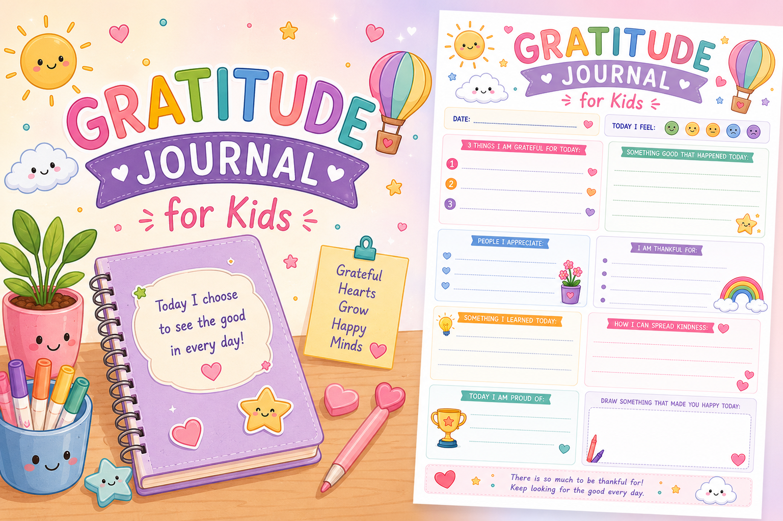 Gratitude Journal Printable for Children